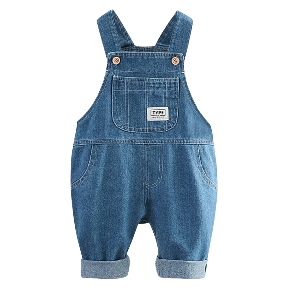Salopette Neonato Unisex 100% Cotone Denim con Tasca Frontale, Tuta a Bottoni Regolabile (6M-5A) - Jeans Elastici Morbidi