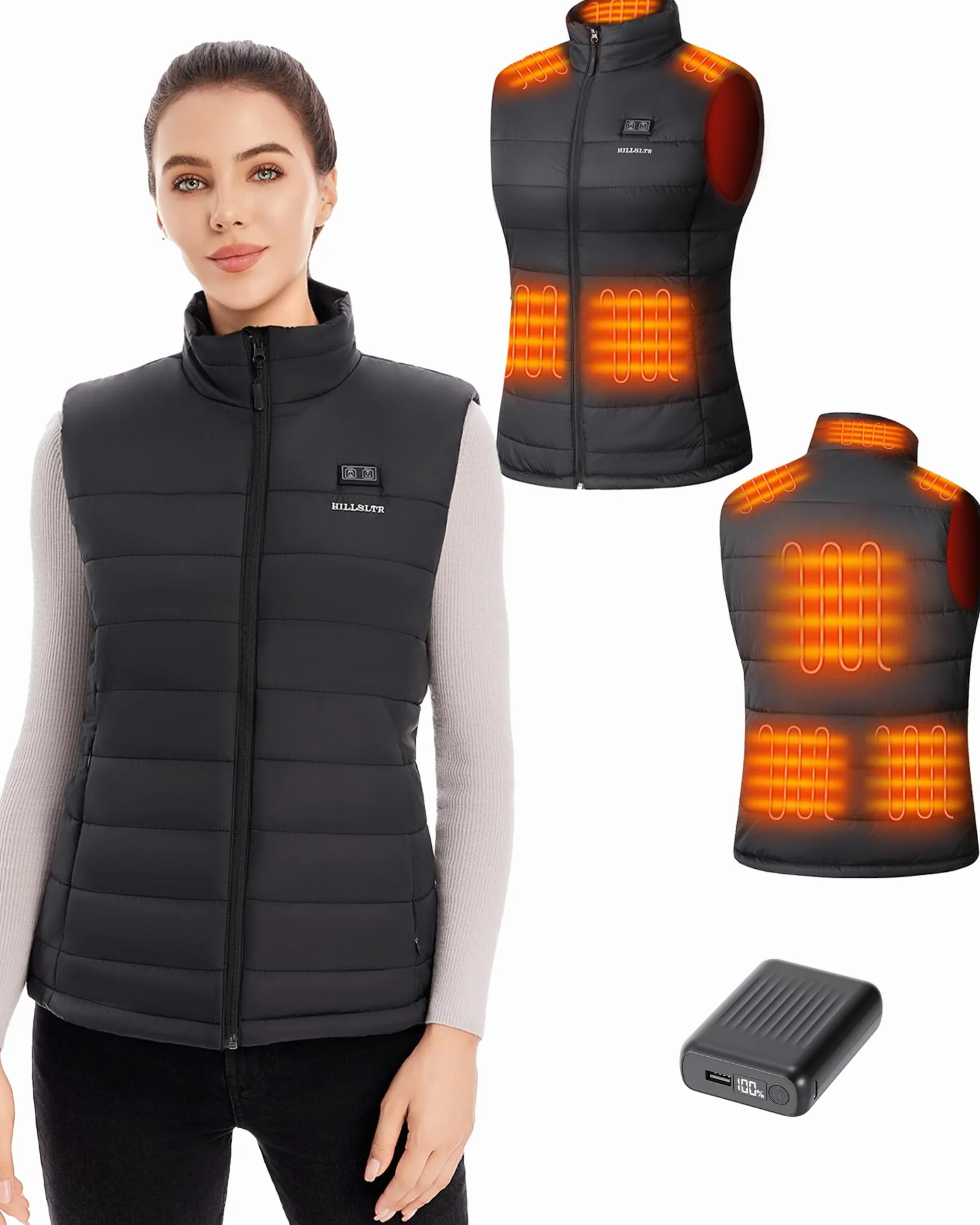 Gilet Riscaldato Donna con Batteria 7.4V 18400mAh – Gilet Termico Elettrico Lavabile, 8 Zone Riscaldanti, Leggero per Outdoor Invernale