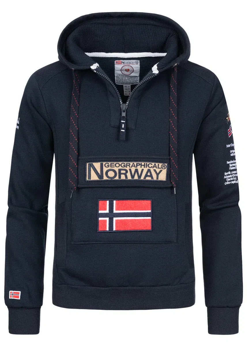 Geographical Norway Gymclass Men - Felpa Cappuccio con Tasca A Canguro Uomo - Felpa Pullover Hoody Caldo A Maniche Lunghe - Abito Ideale Primavera Estate Autunno Inverno