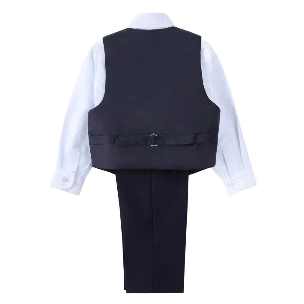 Lito Angels Smoking Blu Navy Completo Elegante per Bambino, Set 5 Pezzi (Gilet, Giacca, Camicia, Cravatta e Pantaloni) Taglia 2-8 Anni