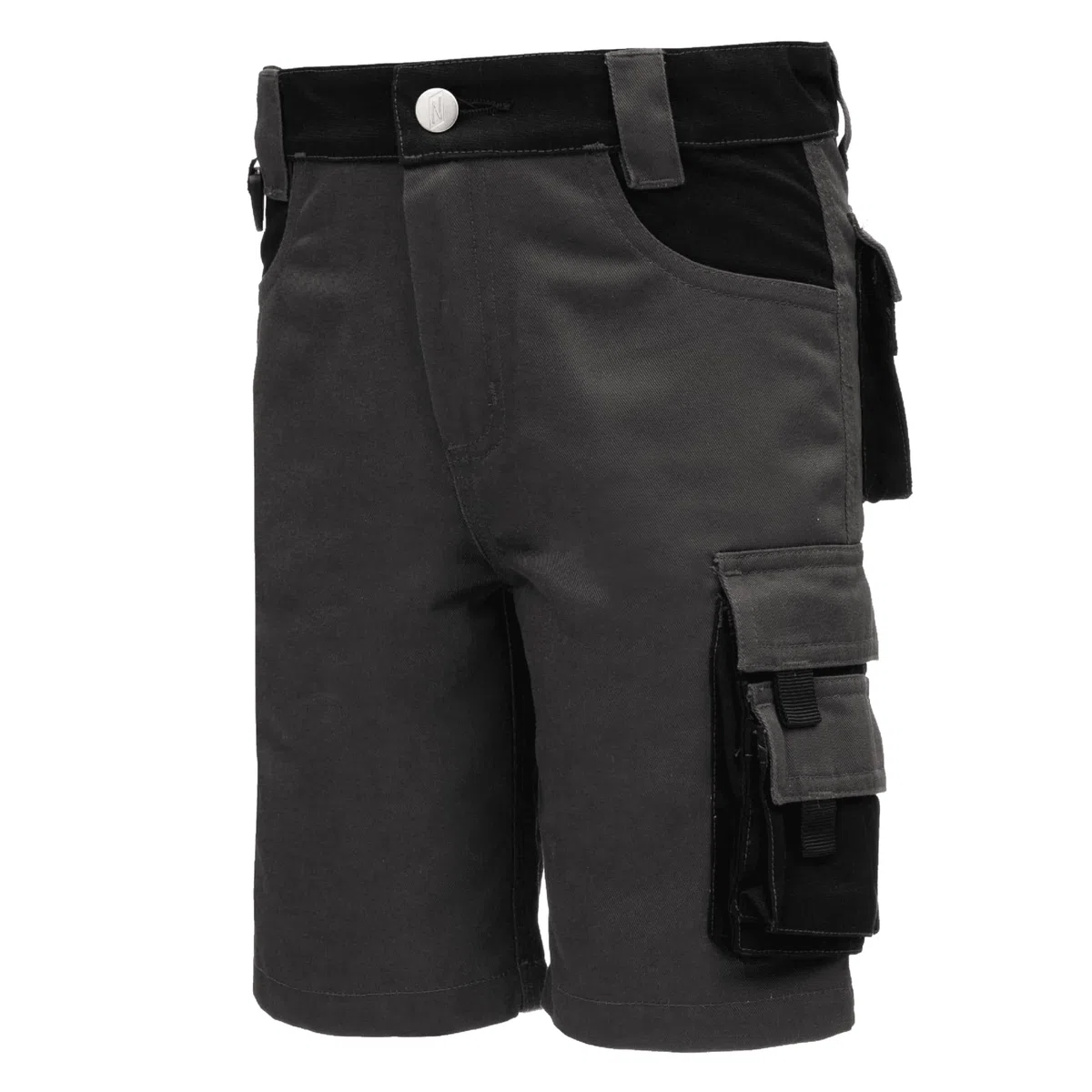 Nitras Motion TEX Kids 7602 Kinder-Outdoorhose - Arbeitshose Kurz - Garten-Hose mit Werkzeug-Taschen - Grigio
