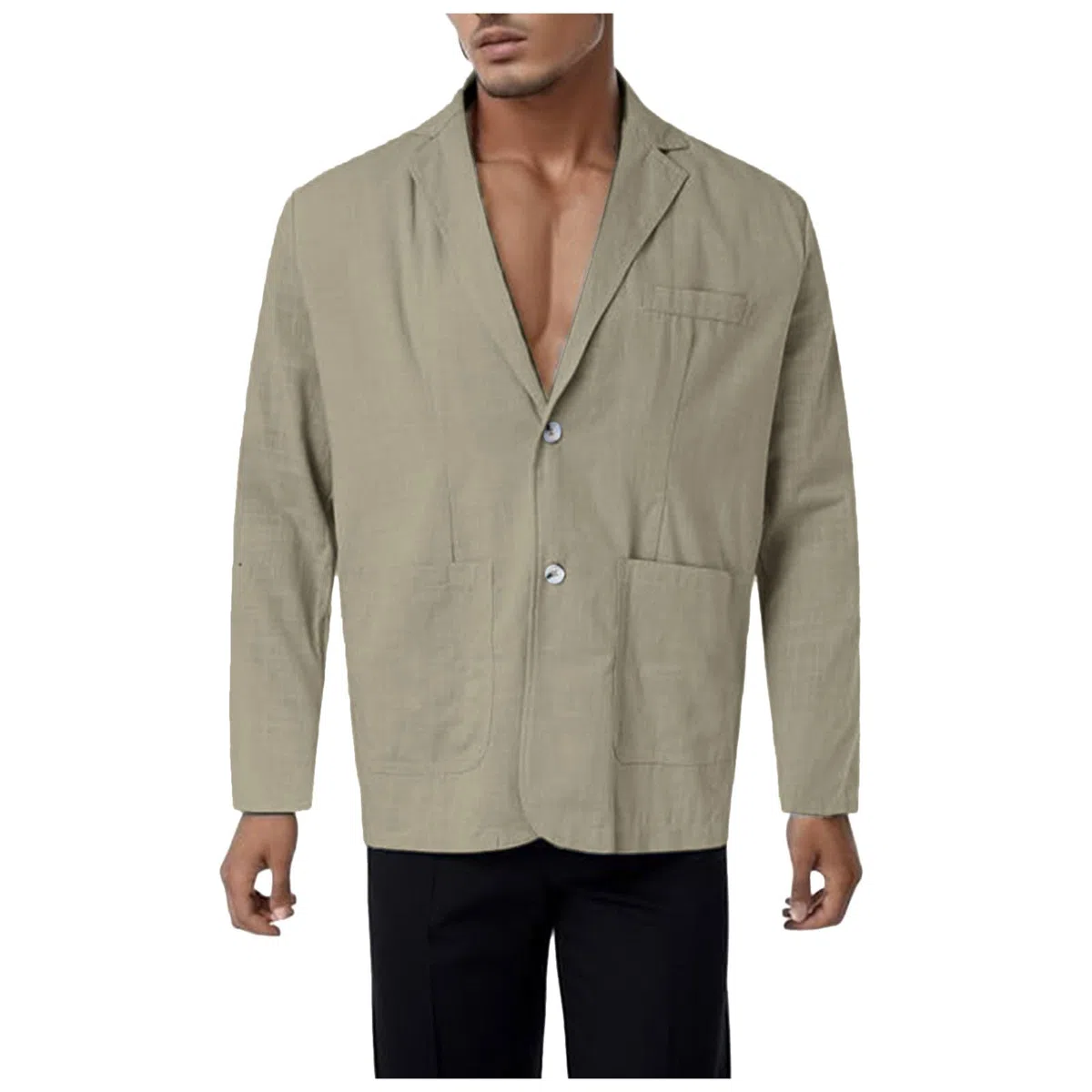 Giacca in Lino, da Uomo, Estiva, Leggera, Blazer, per Il Tempo Libero, con Due Bottoni, Leggera, Sportiva, per Il Tempo Libero, Giacca da uomo