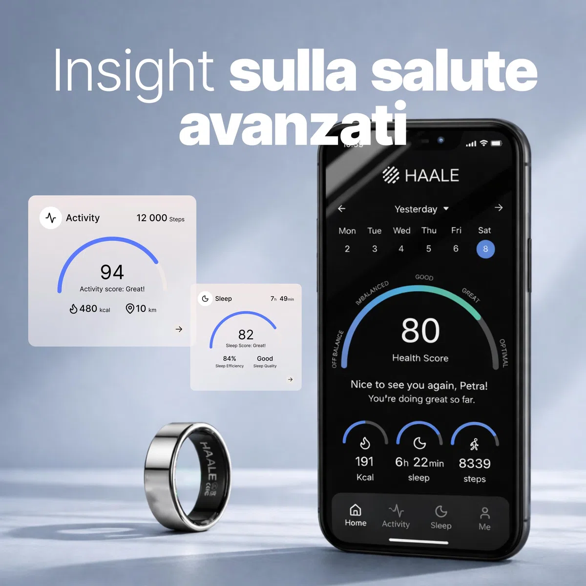HAALE II Smart Ring - Anello Intelligente per Uomo e Donna, Compatibile con Android e iOS - Monitoraggio Salute e Attività Fitness - Elegante, Funzionale e Innovativo