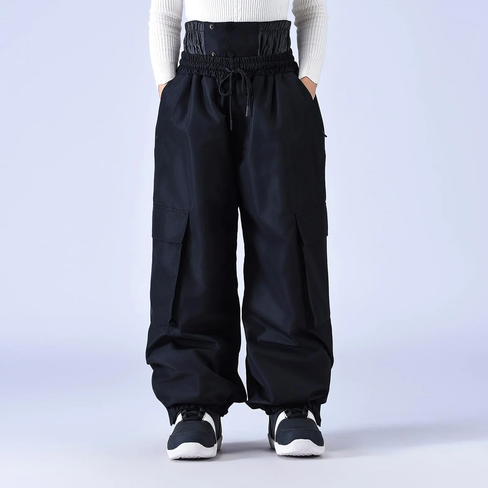 Pantaloni da snowboard da uomo, antivento, impermeabili, termici, larghi, resistenti, in cotone, per l'inverno, in pile, termici