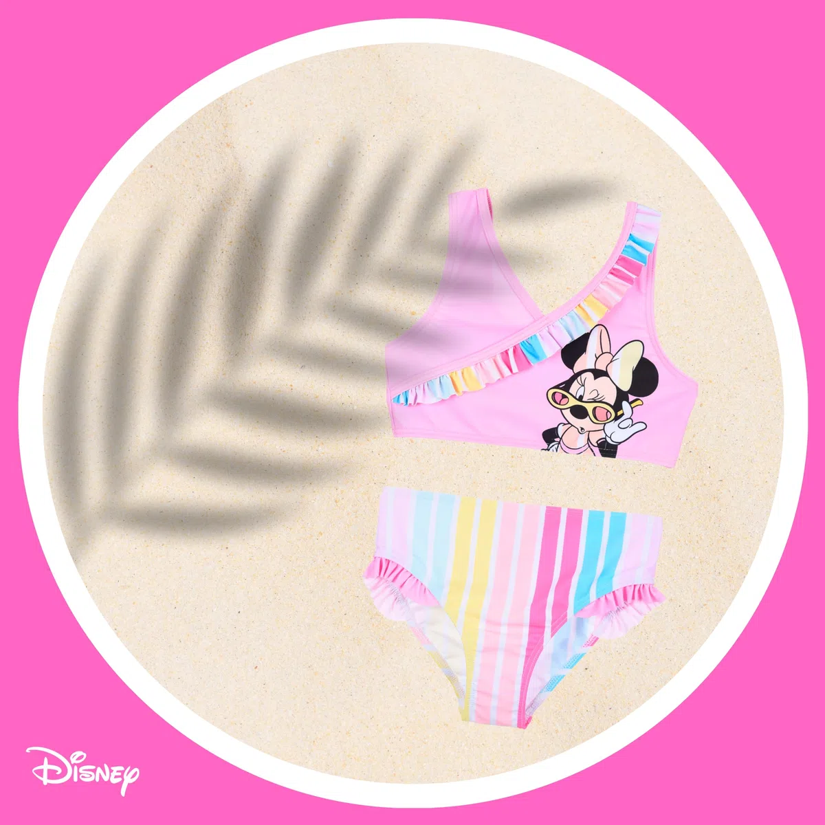 Disney Minnie Mouse Bikini per Bambine, Arcobaleno Costume da Bagno Due Pezzi Estivo per Ragazze, Taglia 3 Anni | Rosa