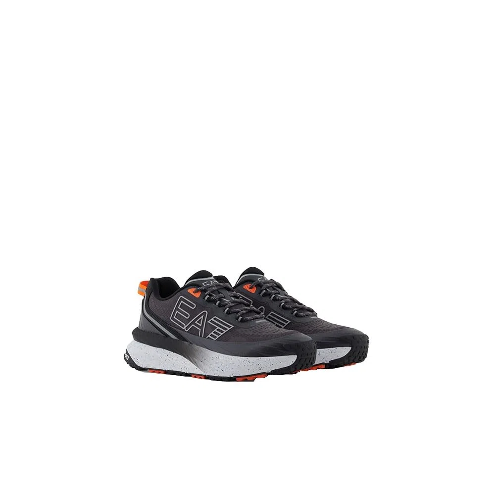 EA7 Scarpe sportive Trail Running, Nero e Arancione, Suola in gomma antiscivolo, design sportivo con logo riflettente