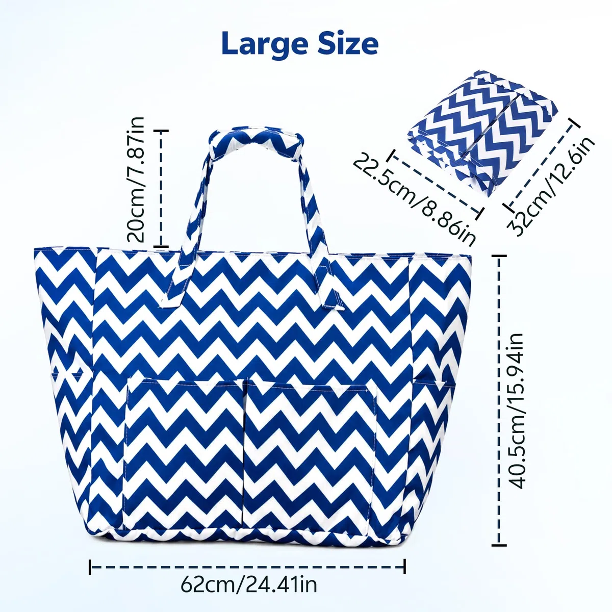 Zocipro Borsa da Spiaggia Impermeabile con Zip – Grande 45L XXL per Famiglia, Pieghevole e Leggera, Ideale per Spiaggia, Viaggio, Vacanza e Piscina