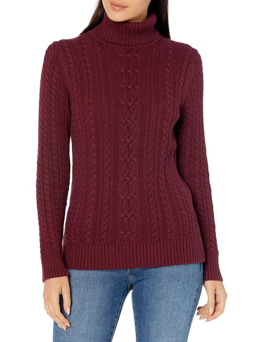 Amazon Essentials Donna Maglione A Collo Alto Intrecciato con Screziatura (Taglie Forti Disponibili)