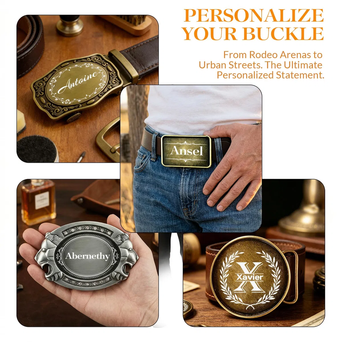 Fibbia per cintura personalizzata per uomo, fibbie per cintura da cowboy personalizzate, fibbie occidentali per papà e fidanzato