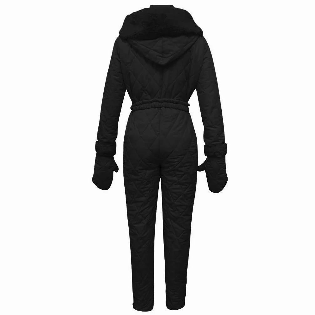 Tuta Da Neve Da Donna Calda Elegante Tuta Neve Donna Impermeabile Per Attività All'aperto Tuta Neve Snowboard Antivento Cotone Pantaloni Sci Donna Con Cappuccio Moda Tuta Da Sci
