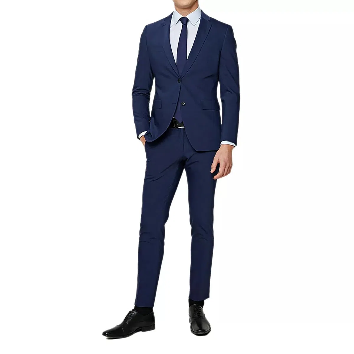 Abito da Uomo con Giacca e Pantalone Elegante Classico Tinta Unita Blu Nero 46 48 50 52 54 56 58 60