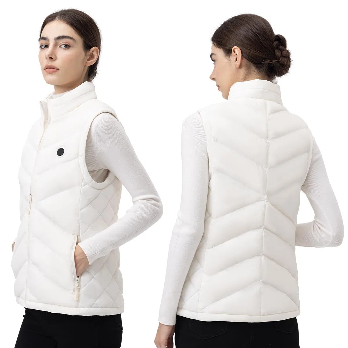 Gilet Riscaldato da Donna con Batteria 10000 mAh, Gilet Elettrico Invernale Caldo a Vestibilità Aderente e Confortevole – Ideale per Escursionismo, Campeggio, Uso Quotidiano e Regalo di Natale