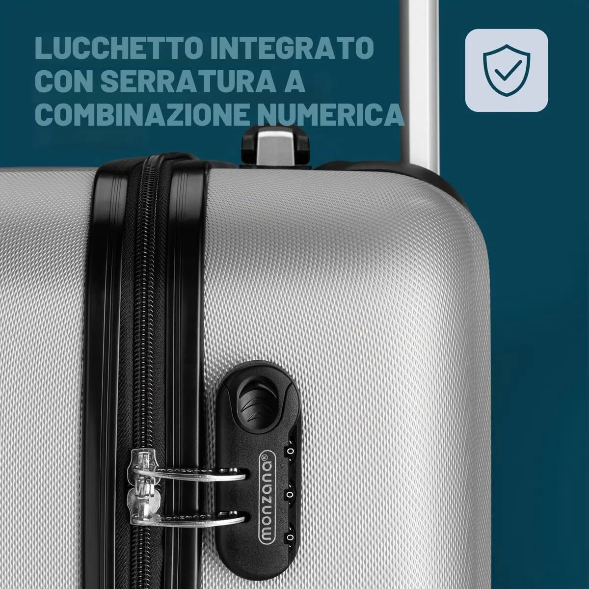 Monzana Valigie Set di 3 pezzi m l xl trolley valigie rigide leggere lucchetto bagaglio a mano viaggio grigio