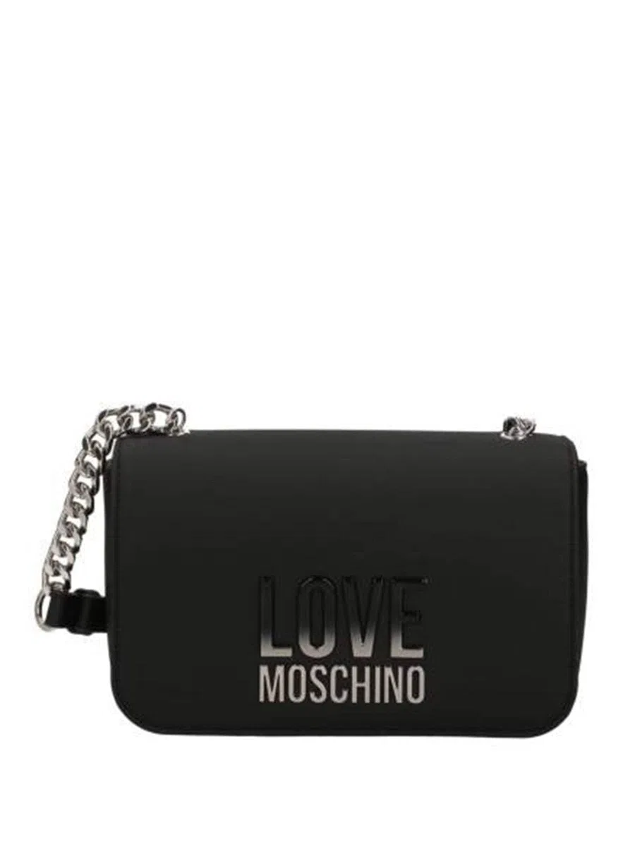 Love Moschino BORSA PU GRS NERO+GALV.NIKEL