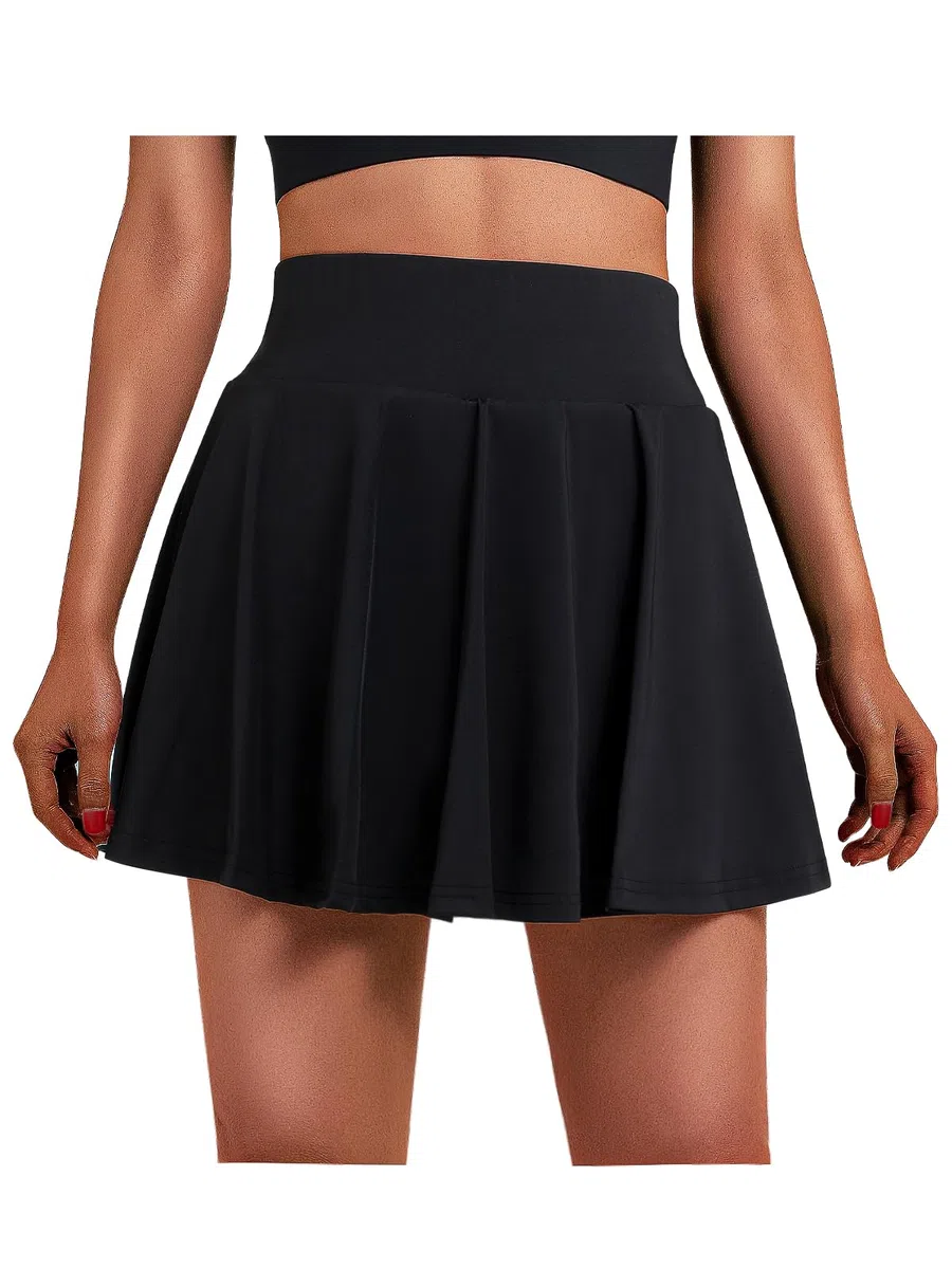 Gonna da tennis da donna con pantaloni, a vita alta, plissettata, da golf, con 3 tasche