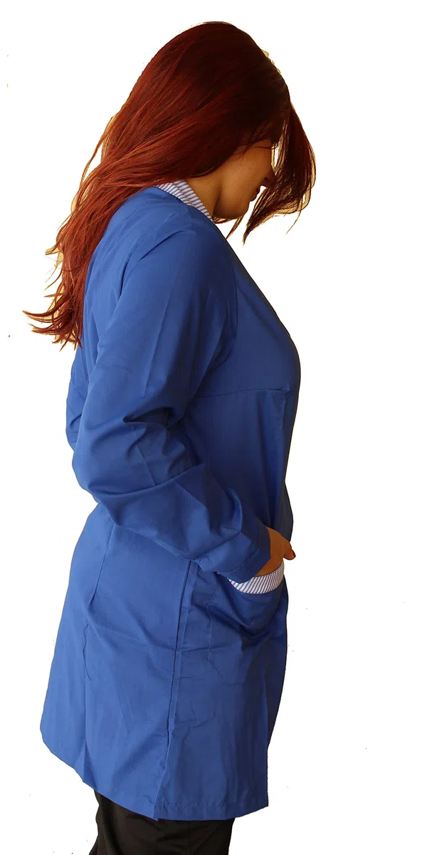 Camice MAESTRA Asilo Casacca da Lavoro Donna Corto Blu Manica Lunga Made in Italy