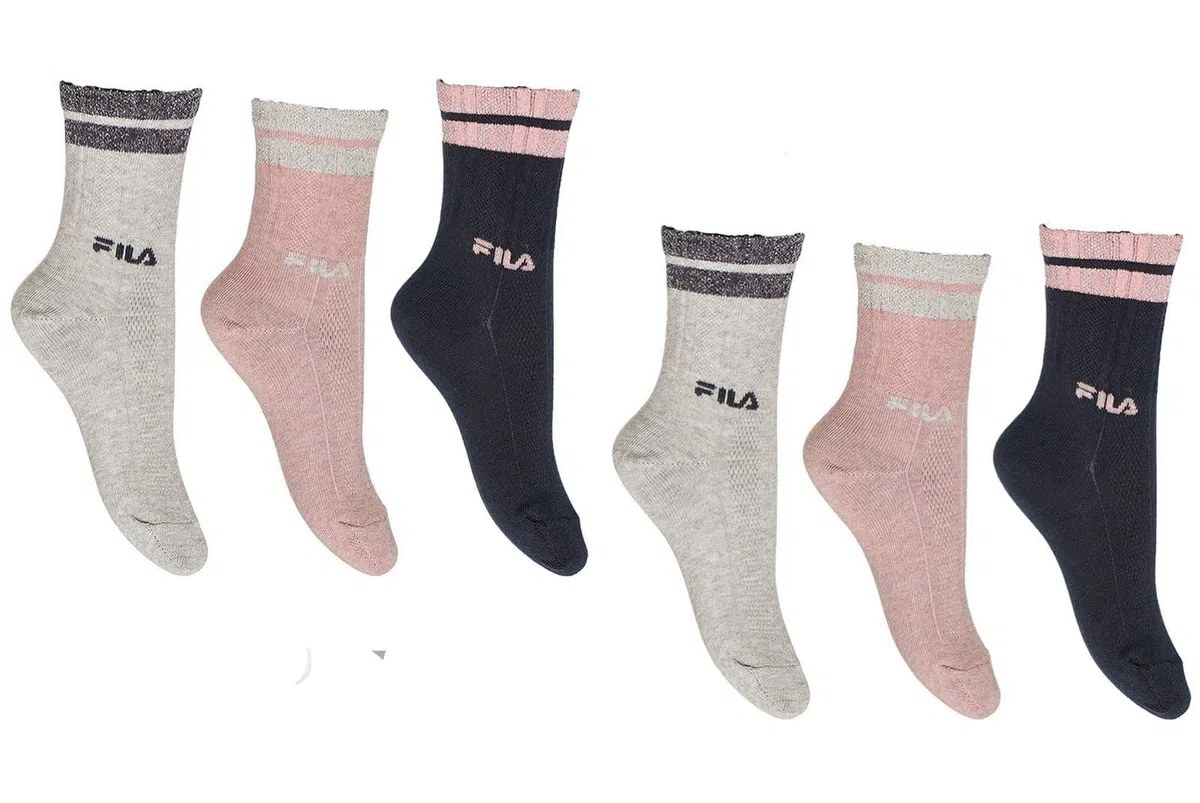FILA 6 PAIA CALZINI ELEGANTI ED SPORTIVI IN CALDO COTONE PER BAMBINA E RAGAZZA,TAGLIE DALLA 23 ALLA 38,VARI MODELLI,COLORI ASSORTITI A FANTASIA.