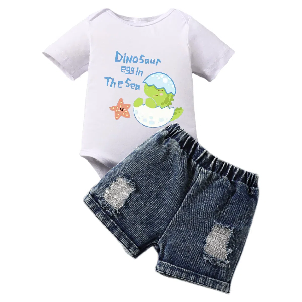 Vestiti Set per Neonati Bambino Estivi Manica Corta T-shirt Maglietta e Jeans Pantaloncini 2Pcs Completo Abiti Outfit