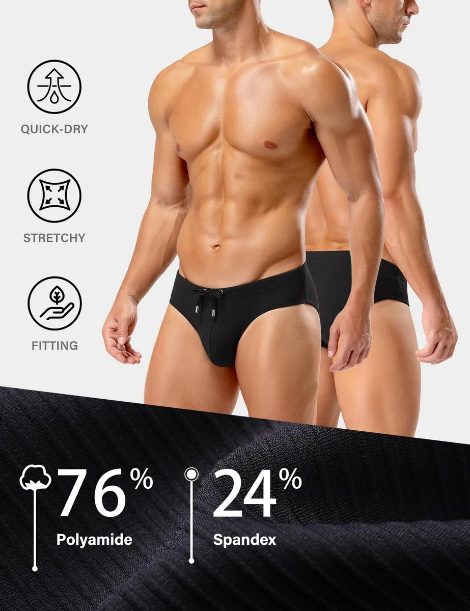 Casey Kevin Costume Uomo Slip Piscina Swim Brief con Laccio Regolabile Asciugatura Rapida per Spiaggia e Piscina