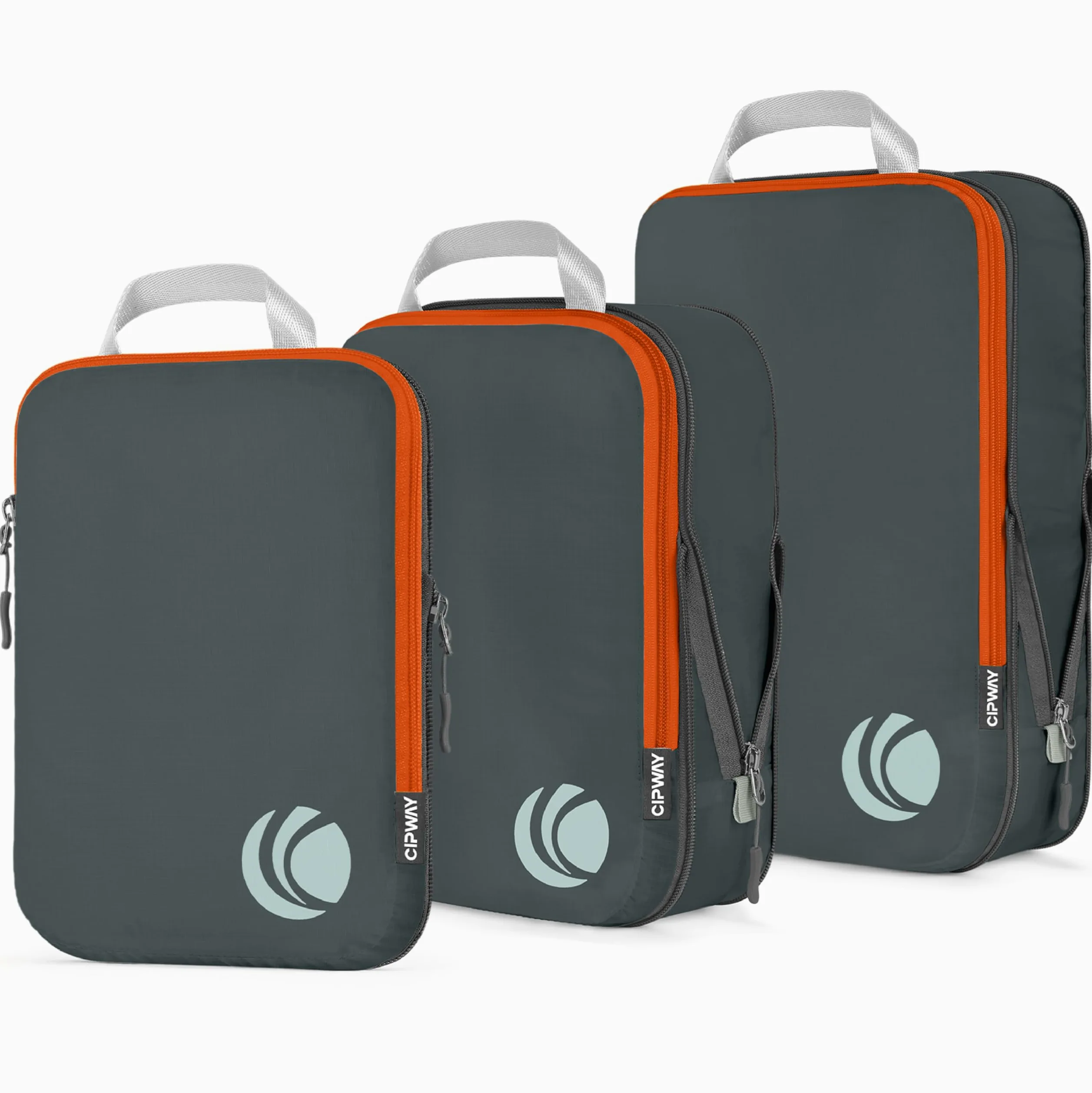 Cipway Set di cubi da imballaggio a compressione, organizer da viaggio espandibile ultraleggero per bagaglio a mano (grigio, 3 pezzi)