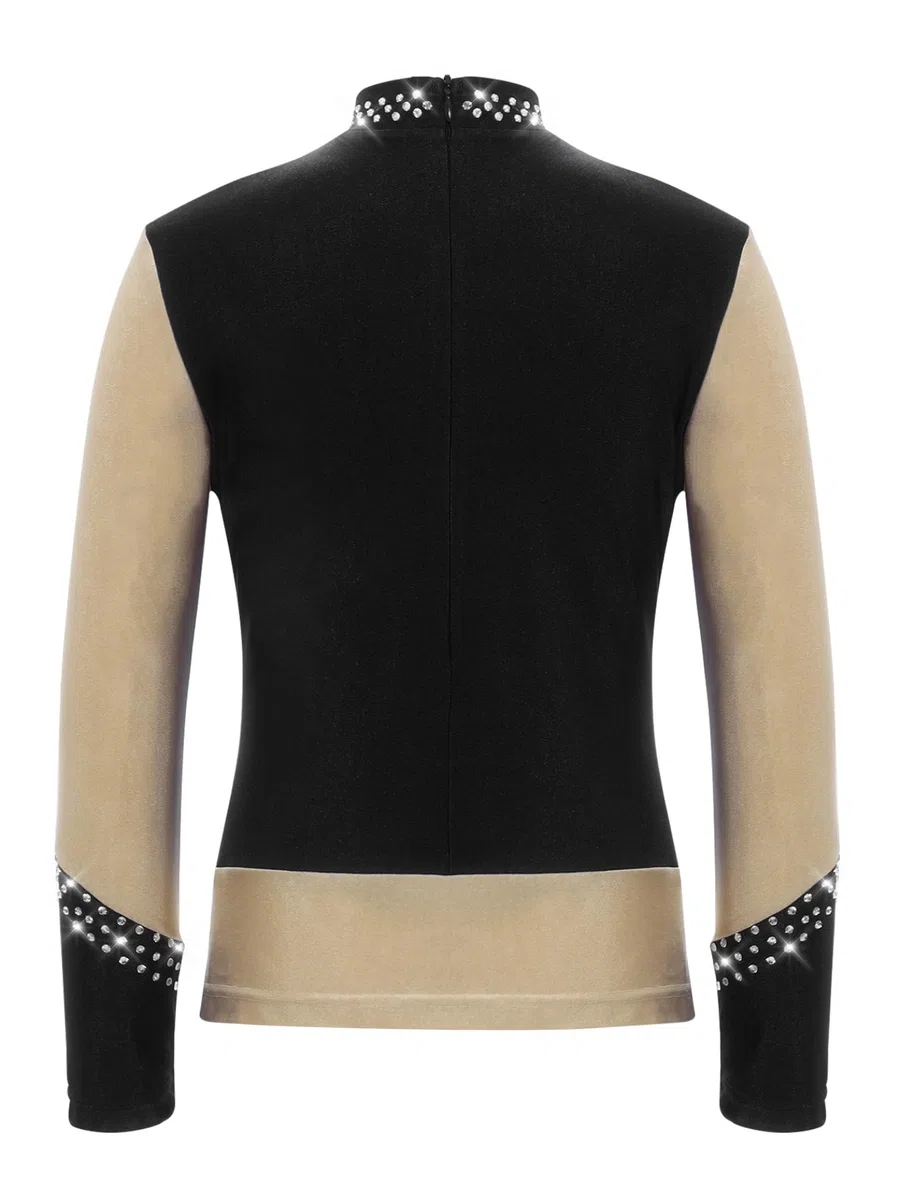 Bambino Ragazzo Top Danza Ginnastica Pattinaggio Artistico Top Maglione Camicia Manica Lunga Strass