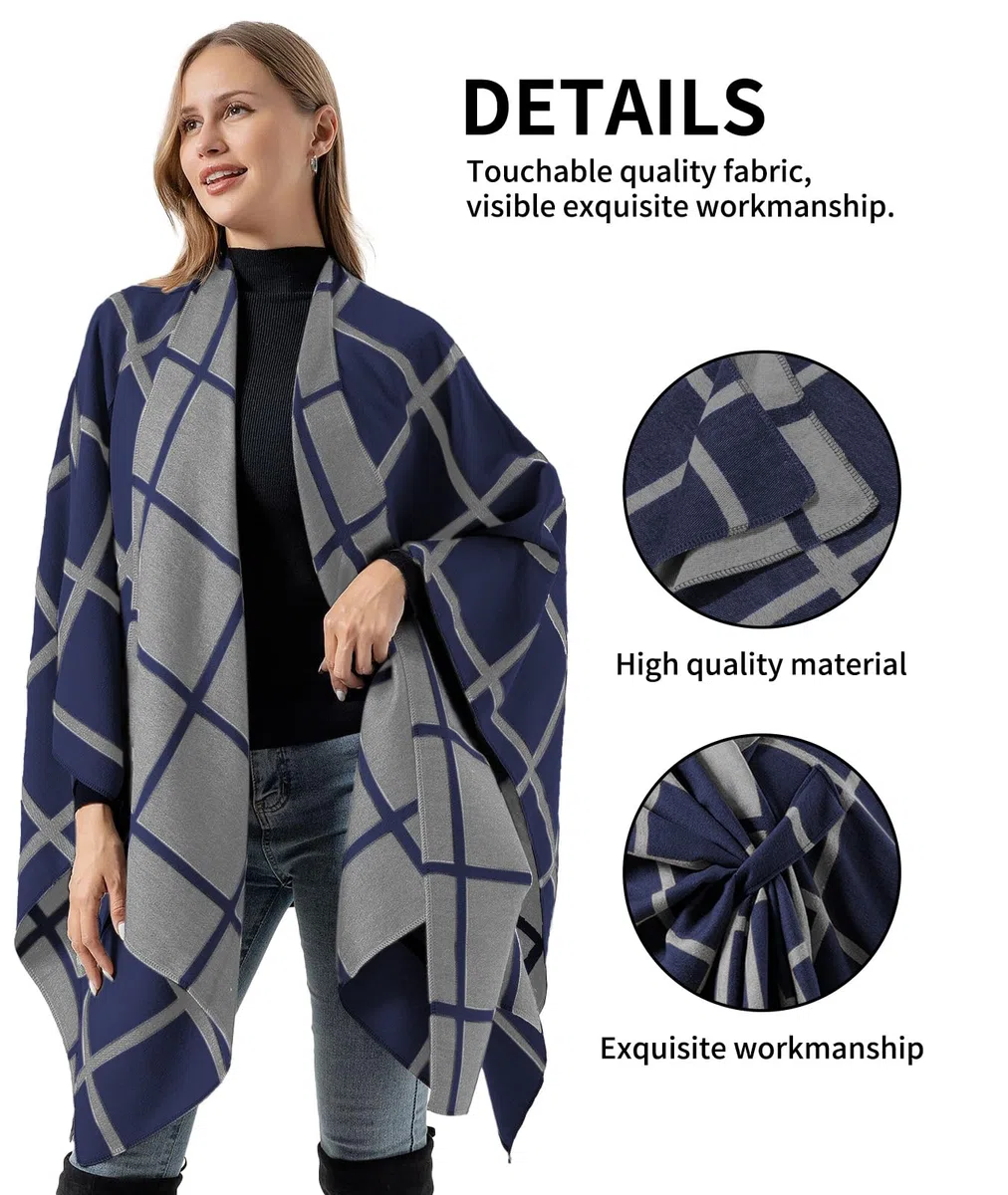 Poncho Donna Invernal Termica Grande Scialle Caldo Sciarpa Elegante in Maglia Cardigan Maglione Cappotto
