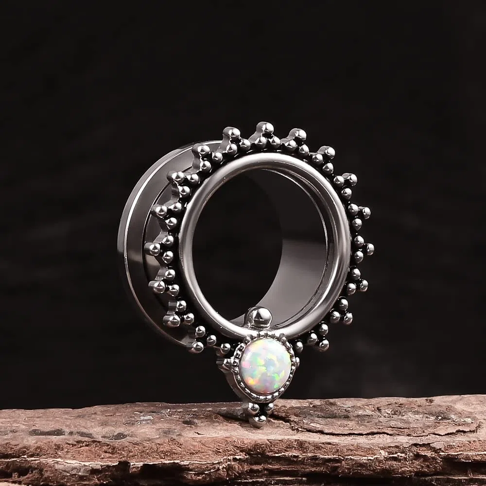 Vankula Dilatatori Lobo Double Flared tunnel dilatatore orecchie Opale in Acciaio inossidabile lobi piercing espansori Gioielli Uomo Donna 6mm a 19mm