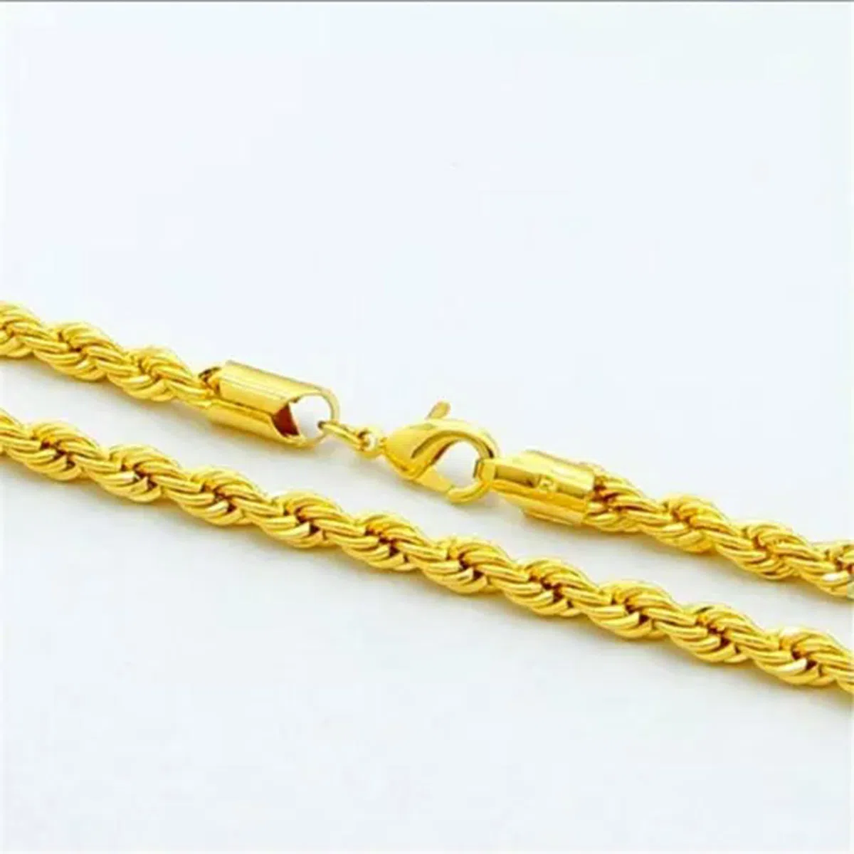 Collana placcata Oro 24K, Collana con Corda Intrecciata da 4 mm, Catena per Uomo e Donna, Regalo da 60 cm