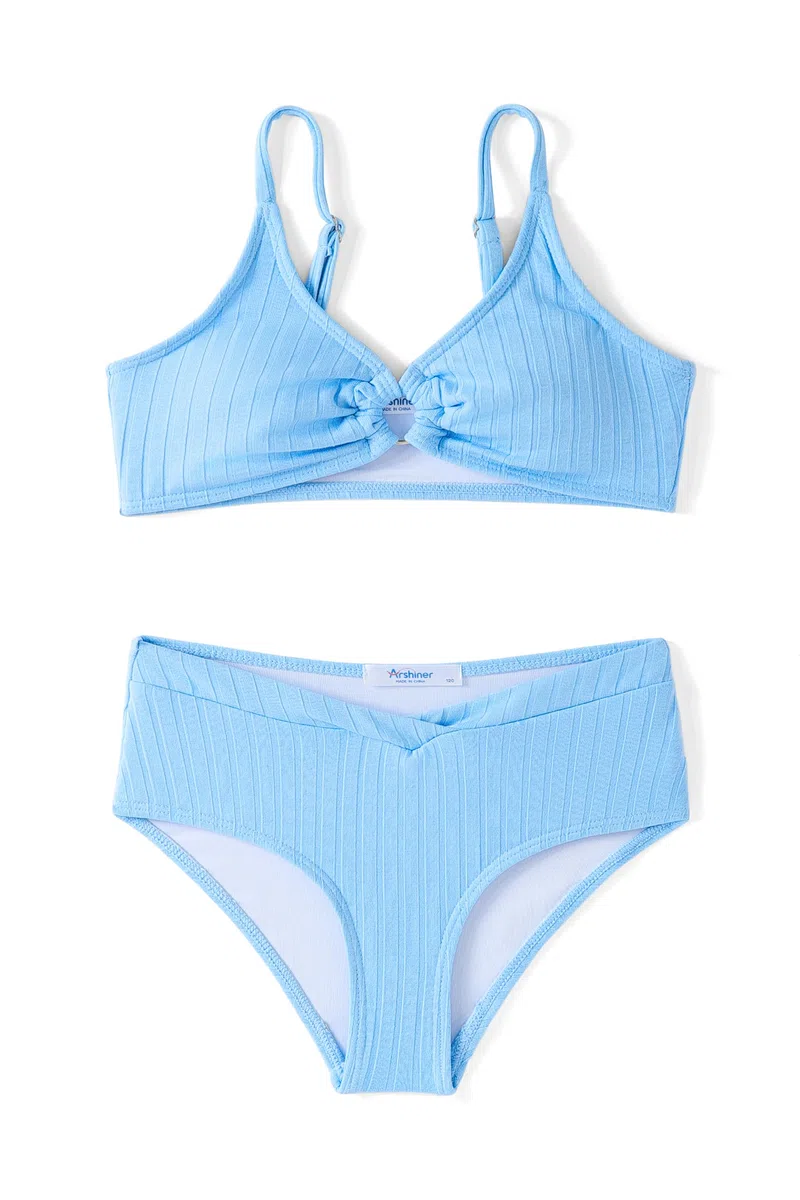 Arshiner Ragazza Bikini Set Coste Bambina Due Pezzi Costume da Bagno Estate Colore Puro Bustier e Bikini Slip Tankini Set per Ragazze 7-15 Anni