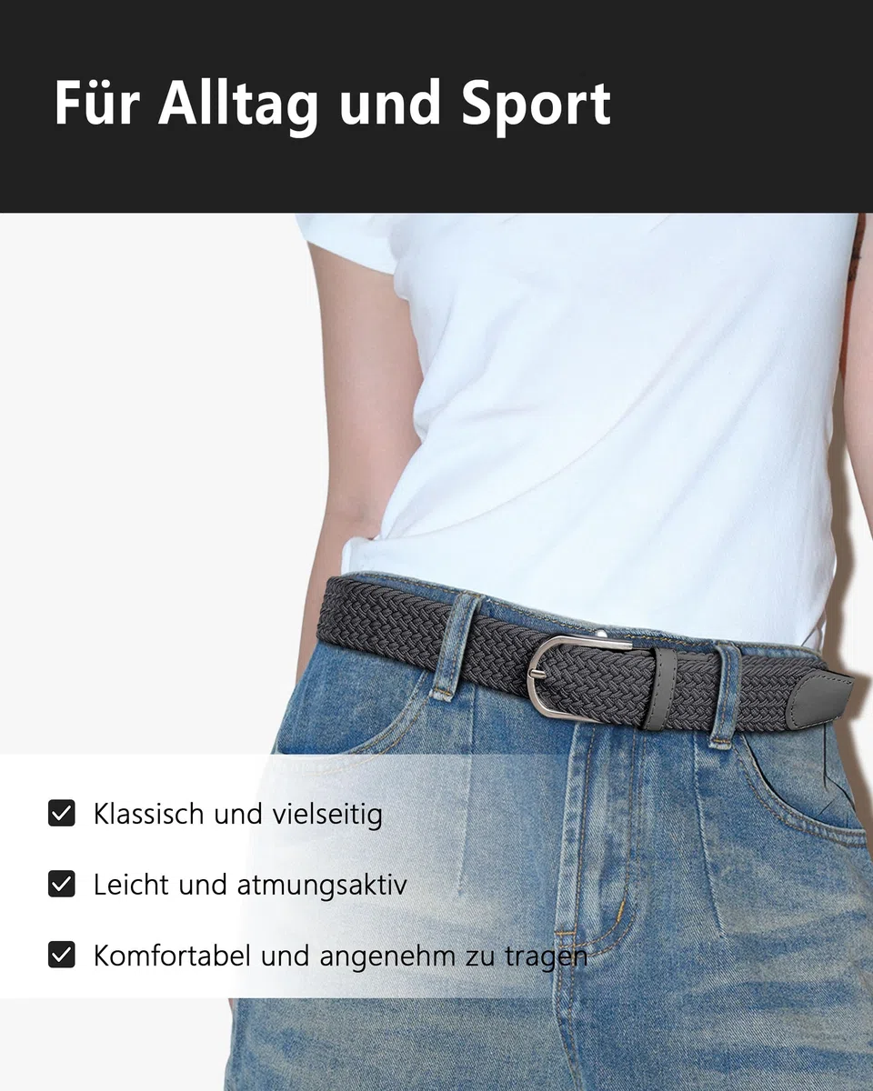 YOUCHAN 2 Cinture Elastiche Intrecciate da 3.3 cm per Uomo e Donna, Cinture Regolabili Elasticizzate per Jeans, Pantaloni Casual e Sportivi – Multicolore