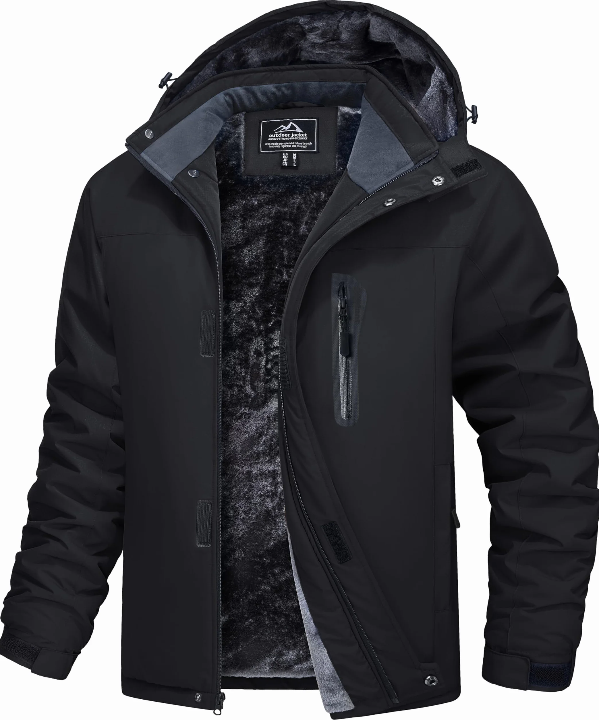 MAGCOMSEN Giacca Invernale da Uomo in Pile Impermeabile, Calda, da Sci, Neve, Antivento, con Cappuccio Staccabile