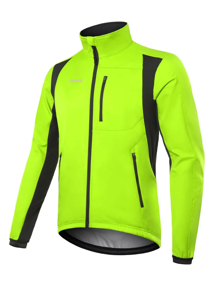 BERGRISAR Giacca Ciclismo Uomo Invernale per Bici MTB Gravel Antivento Termica Impermeabile con 6 tasche