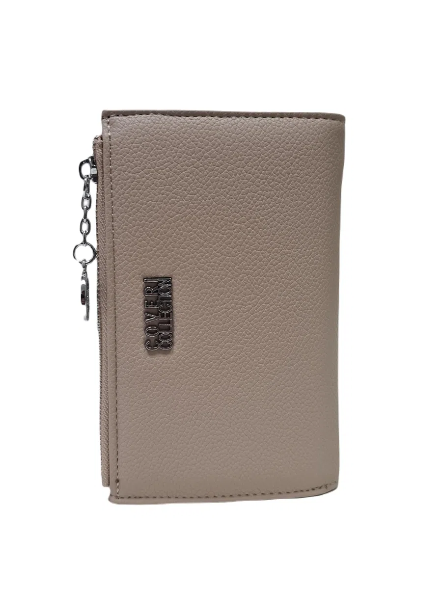 COVERI COLLECTION Portafoglio da Donna, Ecopelle, Art. 17-2 Dimensioni: 15,5 x 10 cm, con Zip e Clip, Scritta Marchio in Metallo (BEIGE/KAKHI)