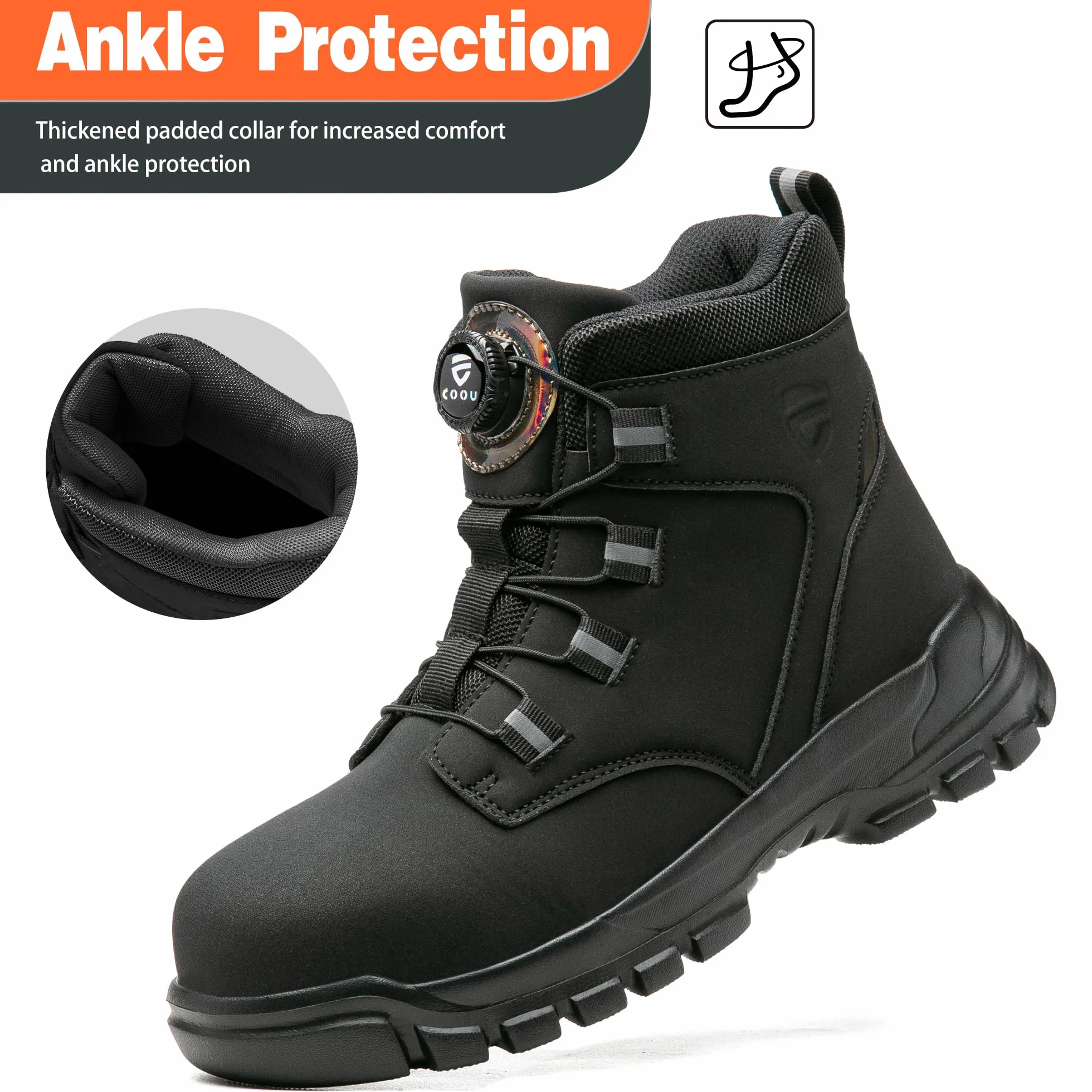 KOIFISH Scarpe Antinfortunistiche Uomo Donna Alte Scarponi Antinfortunistiche Leggere Comode Scarpe da Lavoro con Punta in Acciaio Antiscivolo