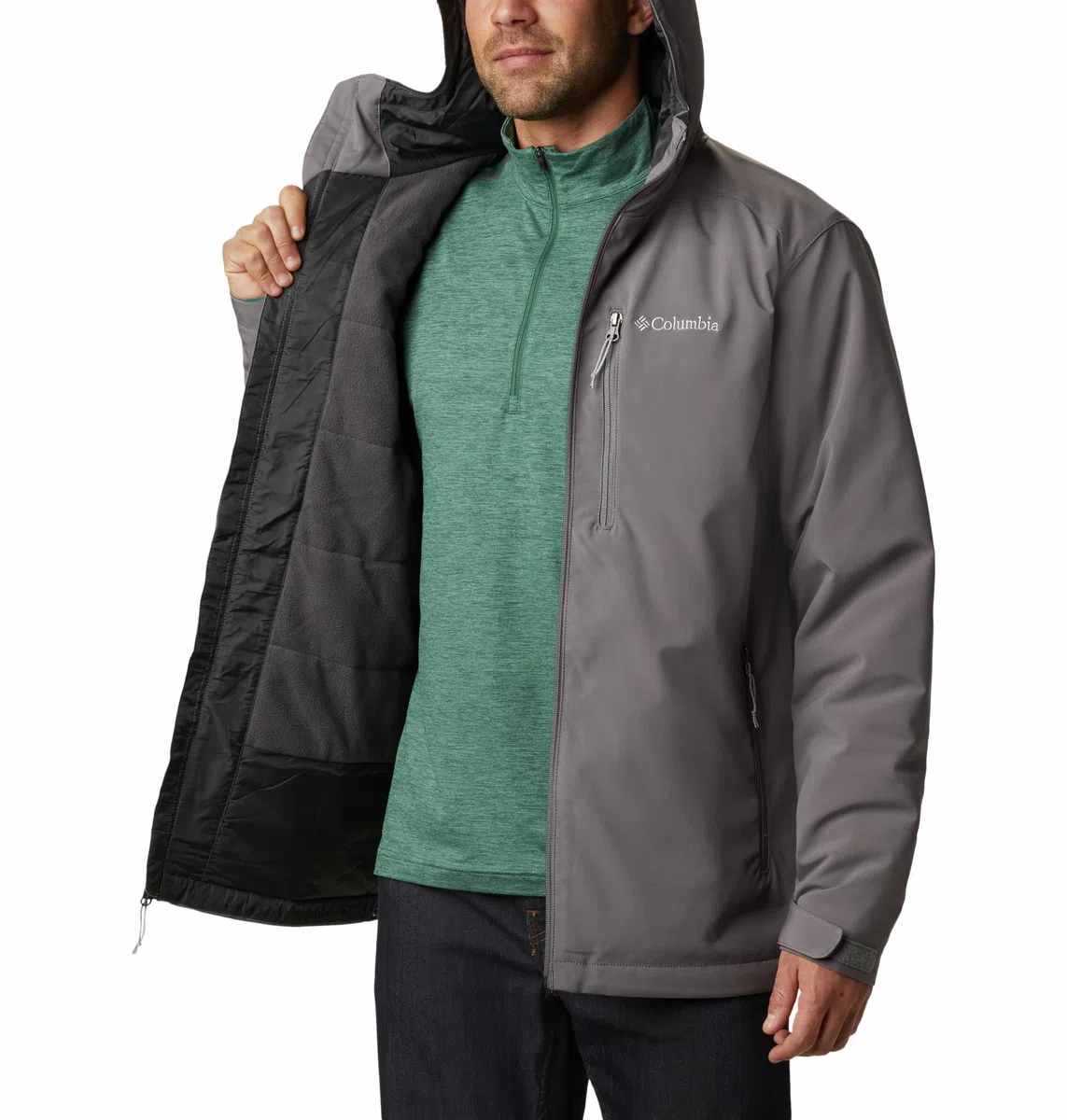Columbia Men's Gate Racer Softshell, Softshell Jacket, Black, Size L