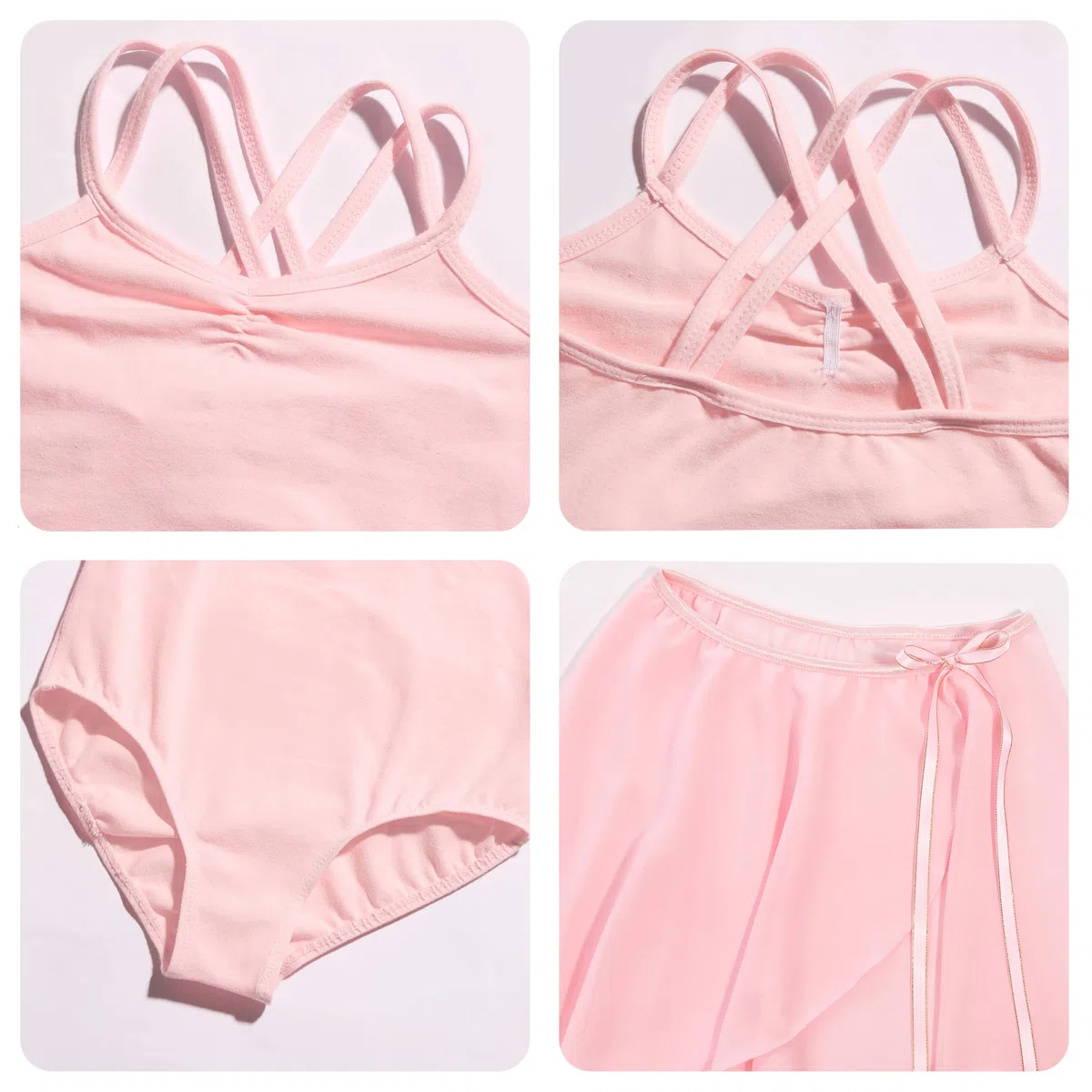 Vestito Body da Balletto Danza per Ragazze Bambina Gonna Cotone Spalline Sottili