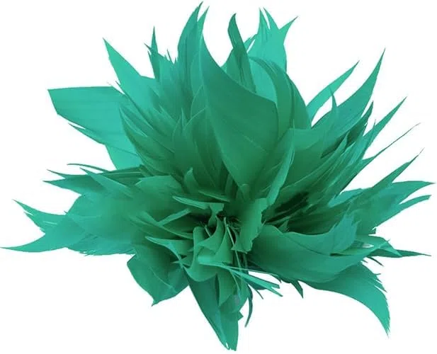 Fermaglio per capelli multifunzionale con piume e fiore, per donne e ragazze, spilla per corpetto per cappelli, borse, vestiti, feste, decorazioni natalizie (verde)