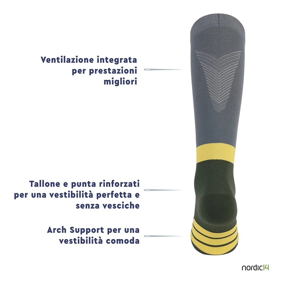CFA V2 Calze Compressione Graduata Donna e Uomo – Design premium sostenibile con compressione graduata per sport, corsa, ciclismo, sci, escursionismo, Prodotte nell'UE