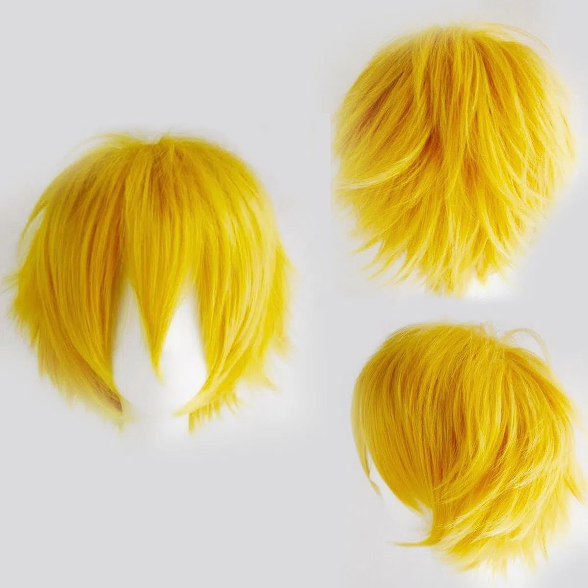 Parrucca Giallo Corta Unisex per Donna/Uomo - Cosplay Anime Wig Lisci Sintetica con Frangia per Halloween Carnevale Costume Feste a Tema