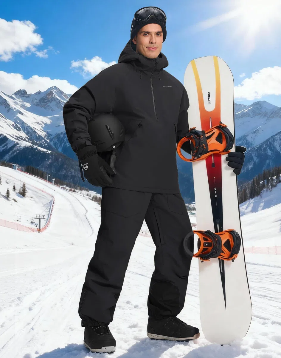 Pioneer Camp Pantaloni da sci da uomo, impermeabili, 15000 mm, con spalline regolabili e ventilazione, da snowboard, da uomo, per neve profonda, traspiranti, 7000 g/m², antivento, robusti