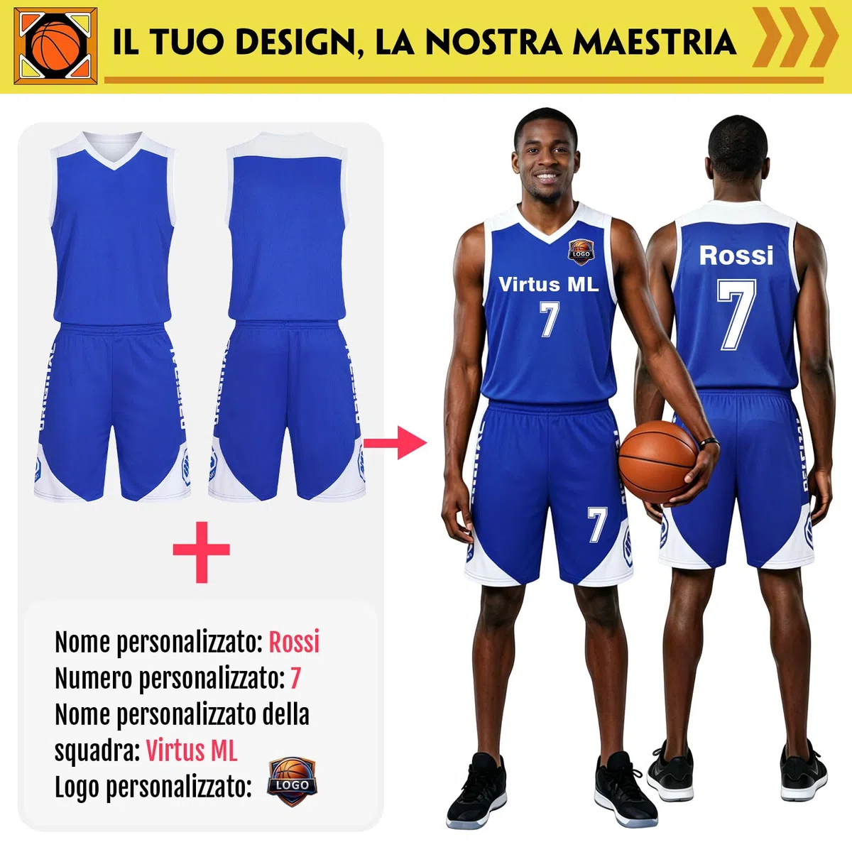 LAIFU Completo Basket Bambino Personalizzabile|Completino Basket per Uomo/Ragazzo/Bambin Personalizzato Nome Stampato Numero Logo