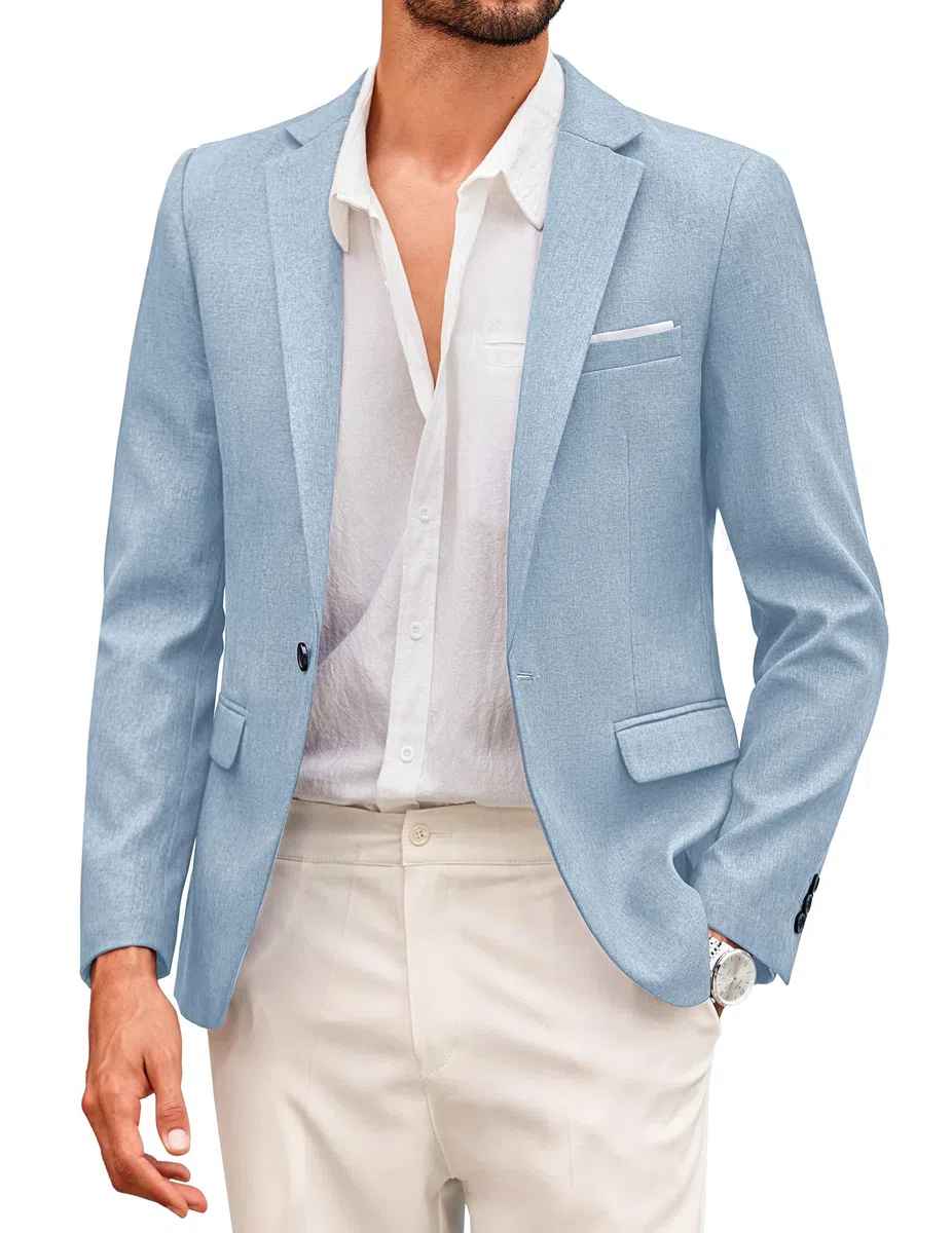 Coofandy - Giacca sportiva casual da uomo, leggera, con bottone singolo