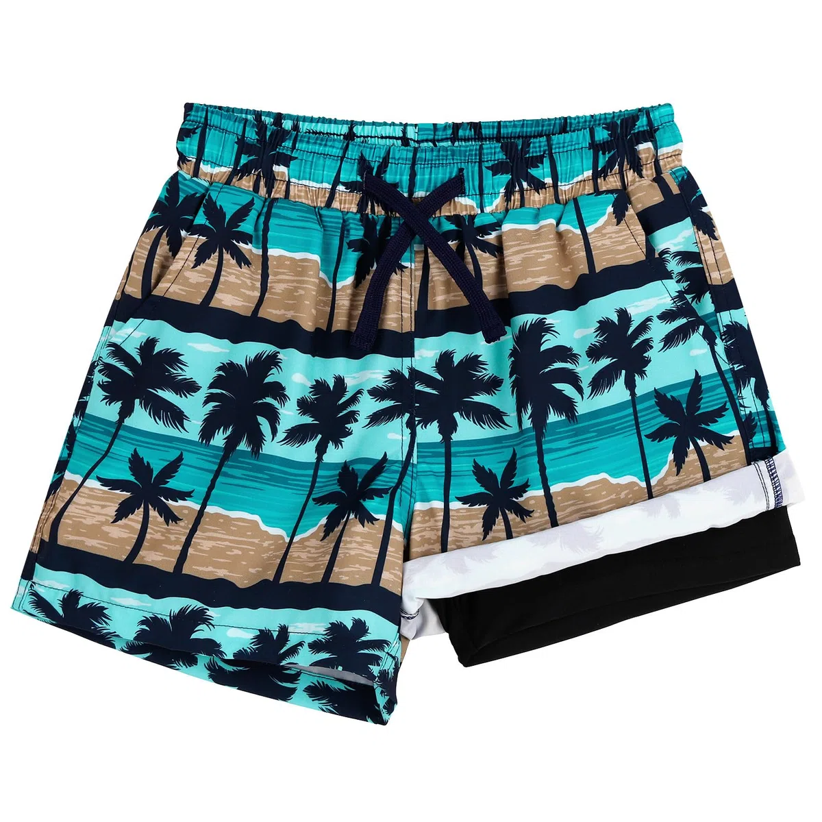 LACOFIA 2 Pezzi Pantaloncini da Bagno Bambino 2 in 1 Costume da Bagno con Fodera a Compressione Boxer Costume da Piscina Spiaggia Ragazzi con Elastico Vita Asciugatura Rapida 2~14 Anni