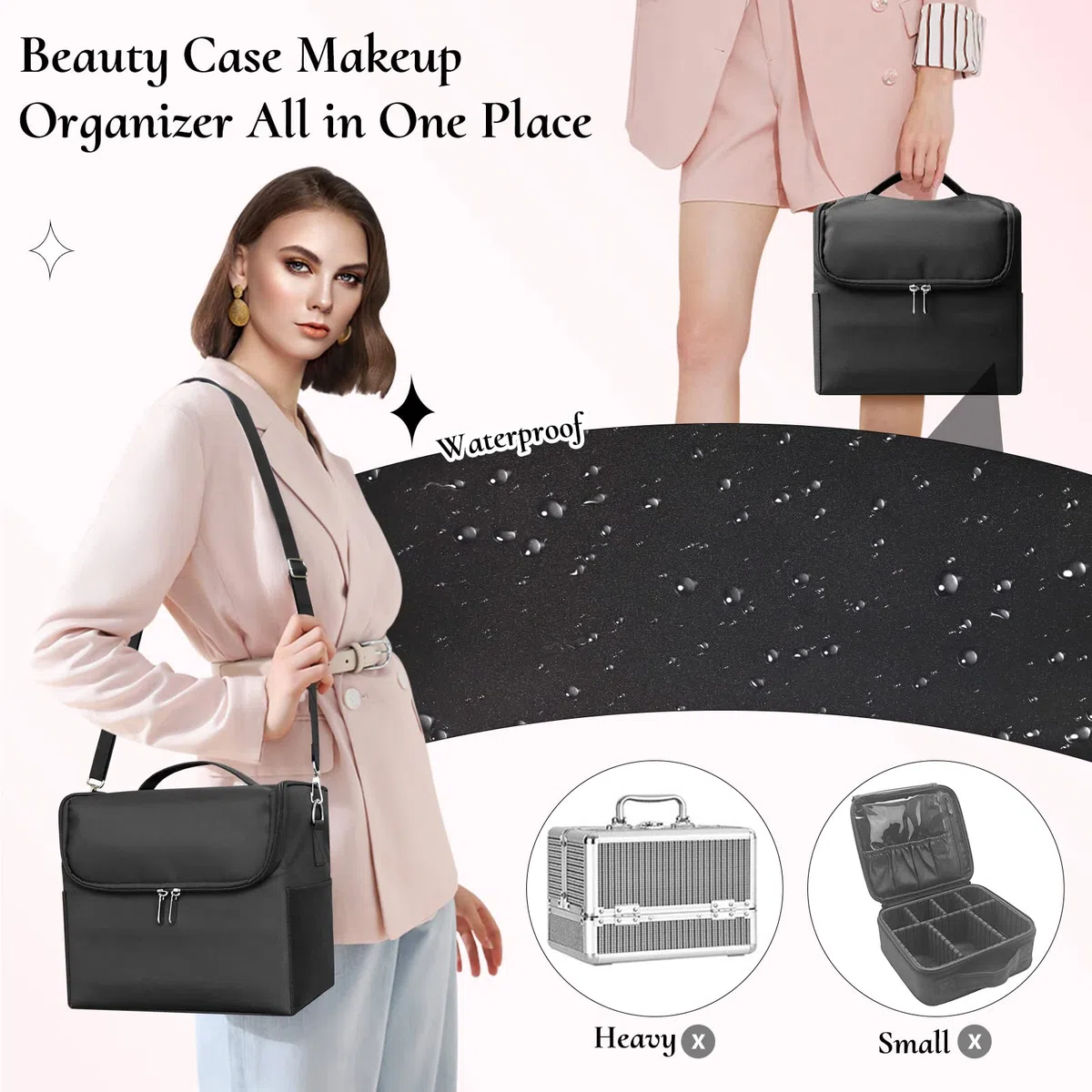 Valigetta Porta Trucchi, Beauty Case Donna Borsa Trucco Professionale Grande, Valigia Make Up Bag Organizer Borsa Estetista Portatrucchi Trousse Makeup