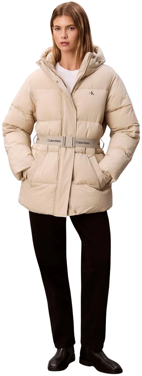 Calvin Klein Donna Piumino Belted Midweight con Cintura in Vita