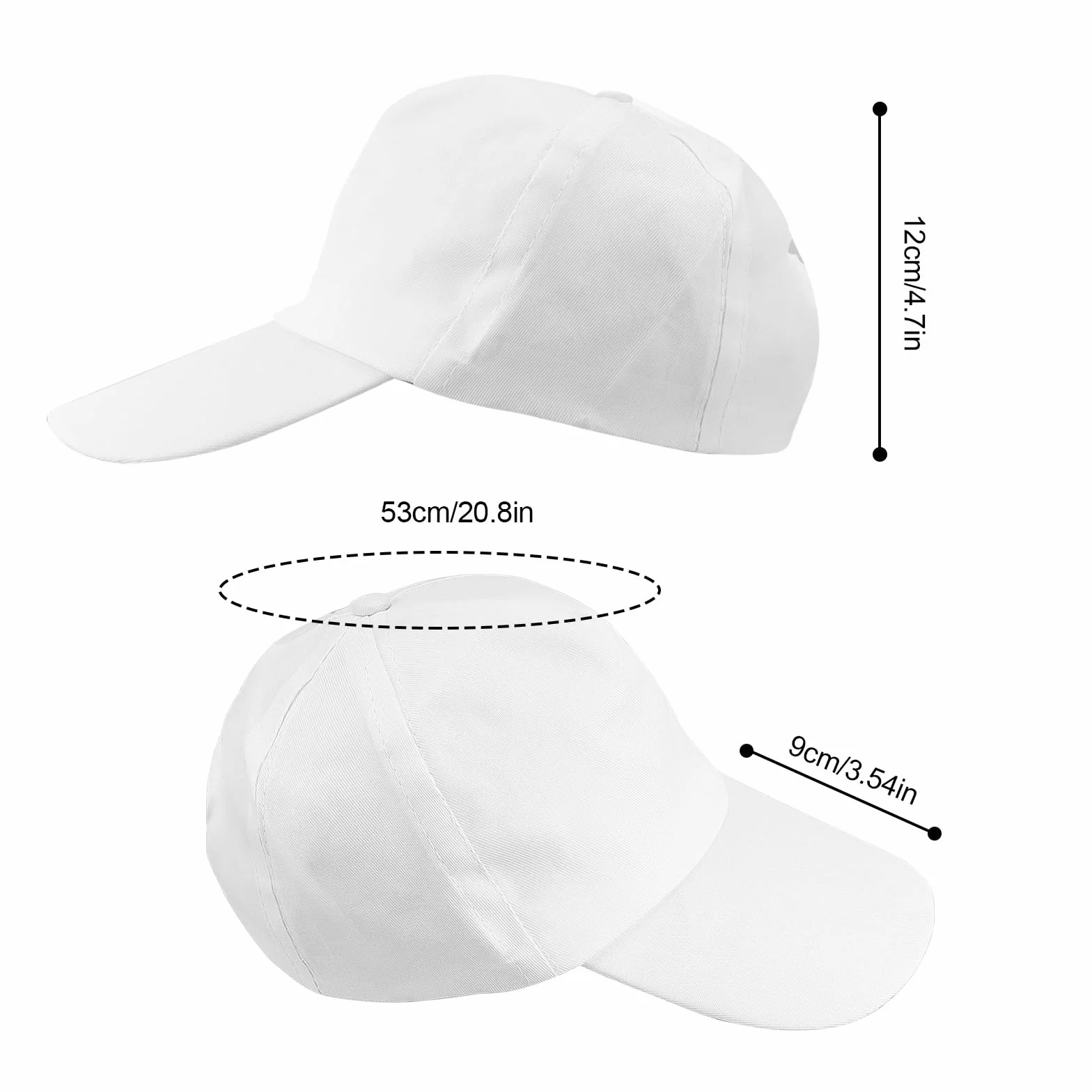 HASLED Cappello Baseball DIY, 5 Pezzi Berretto Uomo Bianco, Cappello con Visiera Uomo, Cappello con Fibbia di Regolazione Utilizzato per Feste Artistiche e Interazione Genitore Figlio