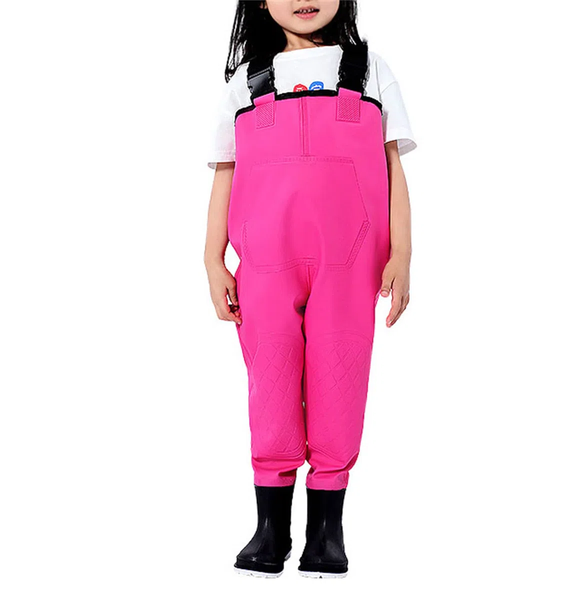 Tuta per Bambini Pantaloni da Wading Impermeabili con Stivali Pioggia attività All'aperto Ragazze Ragazzi Pantaloni Wader in PVC Tracolla Regolabile Pantaloni Pesca Stivali Caccia