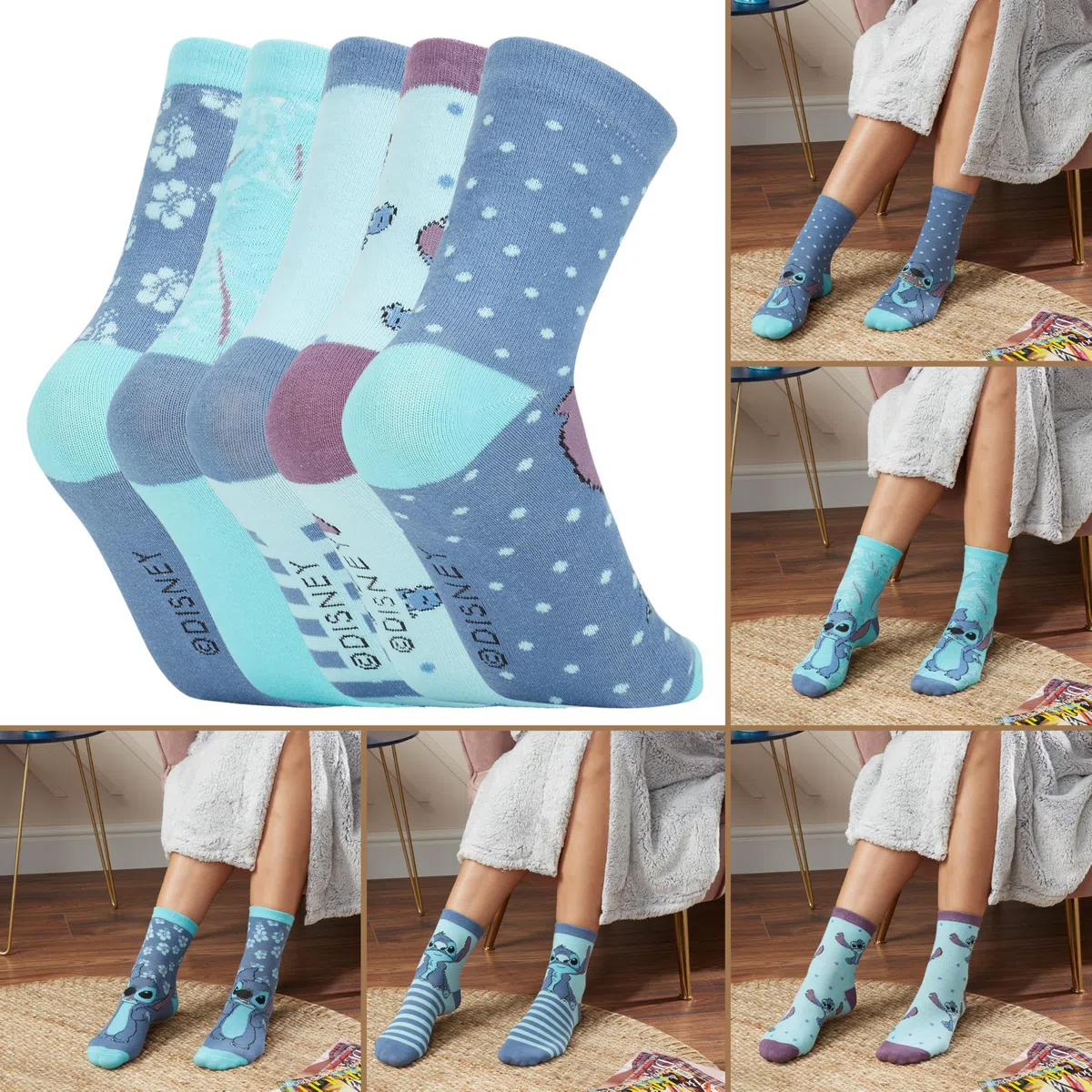 Disney Polpaccio Calzini Donna EU 35-41, Pacco da 5 Morbido Novità Calze, Calzini Caldi Donna, Idea Regalo Accogliente