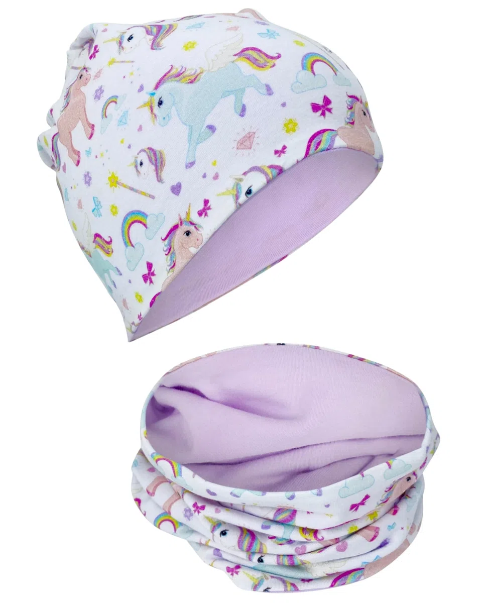 HECKBO Set berretto Beanie e scaldacollo per bambini – con interno in pile o jersey – unisex bambina bambino – 95% cotone – autunno primavera inverno