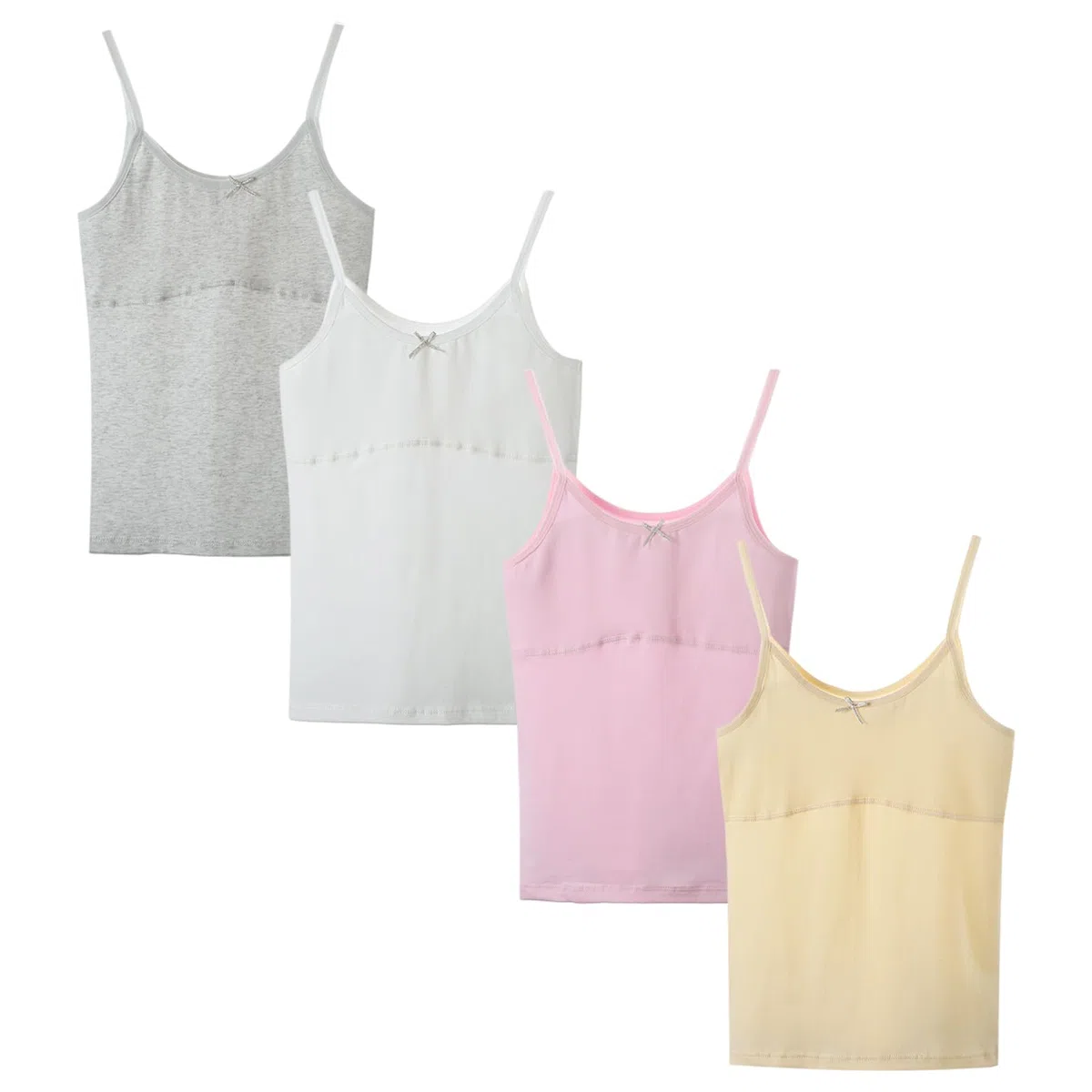 Canottiera Intima da Bambina 7-12 Anni, con Imbottitura Leggera, Camisole in Cotone, Canottiere da Allenamento, Confezione da 4